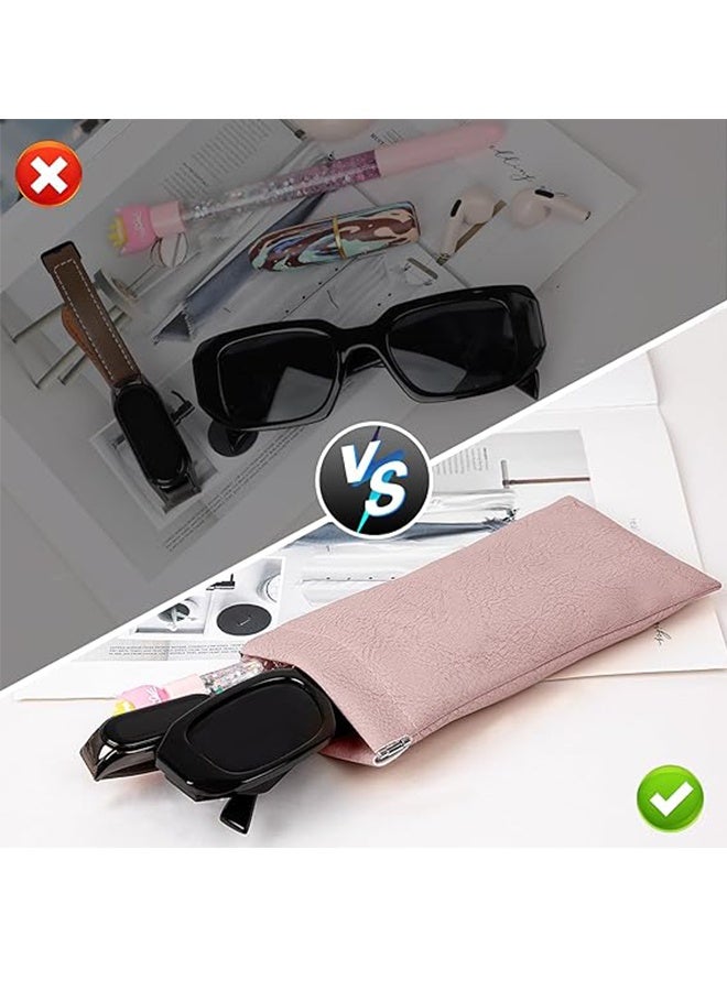 5 حافظات نظارات، حافظة نظارات قراءة جلدية محمولة، حقائب نظارات ناعمة قابلة للضغط بتصميم مناسب للجنسين - Image 4